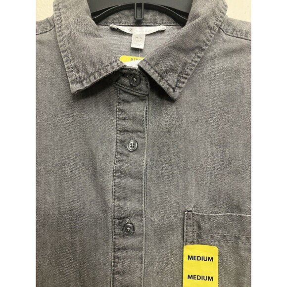 Seven7 Gray Denim Button Up Shirt Cotton Blend Long Sleeve XS & M NWT - Picture 5 of 16